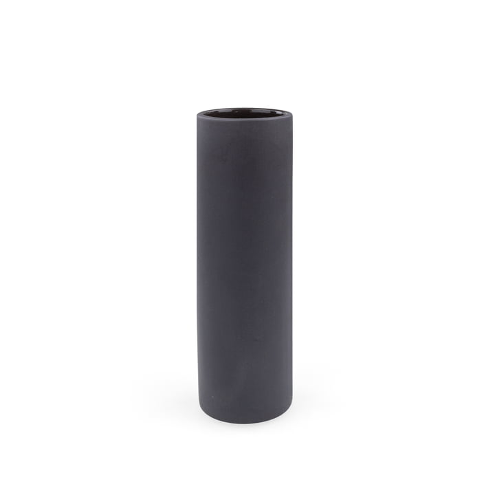 Nuuck - Vase en céramique Ø 6 x H 19 cm, charcoal black