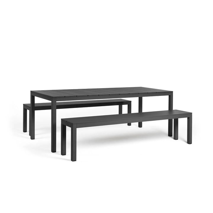 Ensemble table et bancs en aluminium