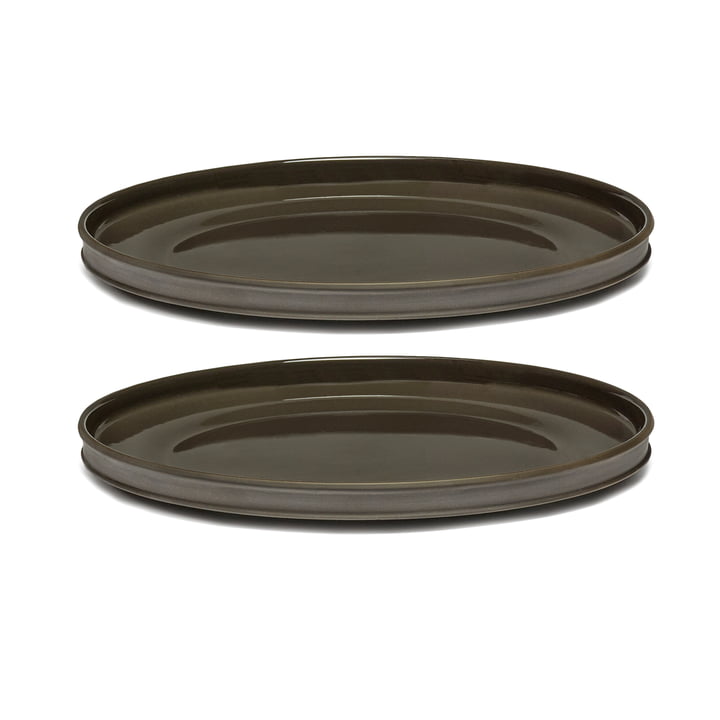 Dune Assiette by Kelly Wearstler, Ø 28 cm, Slate / marron (set de 2) de Serax