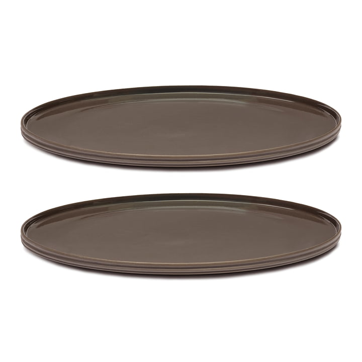 Dune Assiette by Kelly Wearstler, Ø 33 cm, Slate / marron (set de 2) de Serax