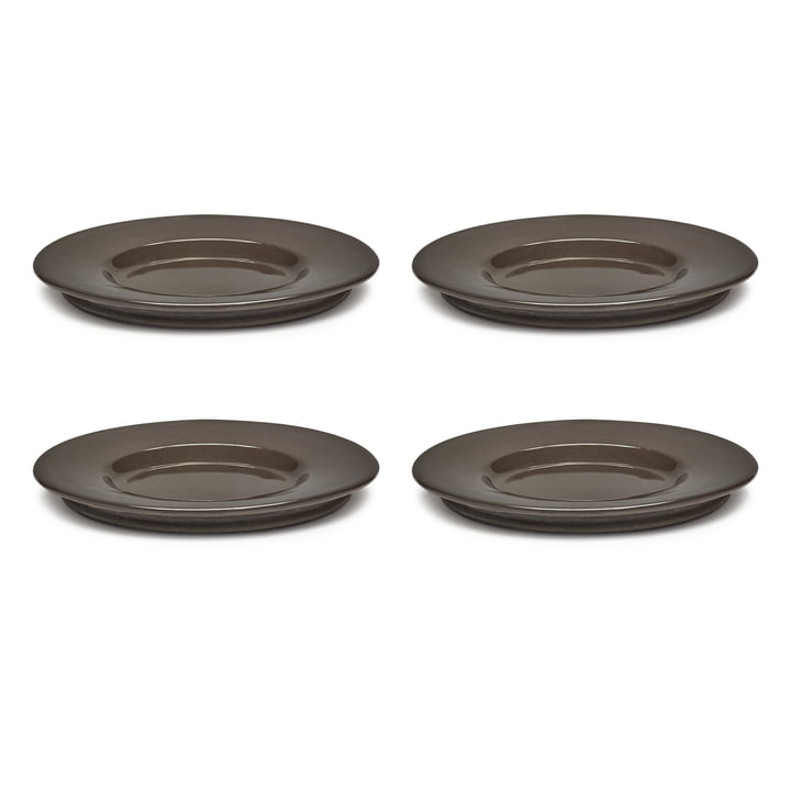 Dune Soucoupe pour tasse à café by Kelly Wearstler, Ø 13,5 cm, Slate / marron (set de 4) de Serax