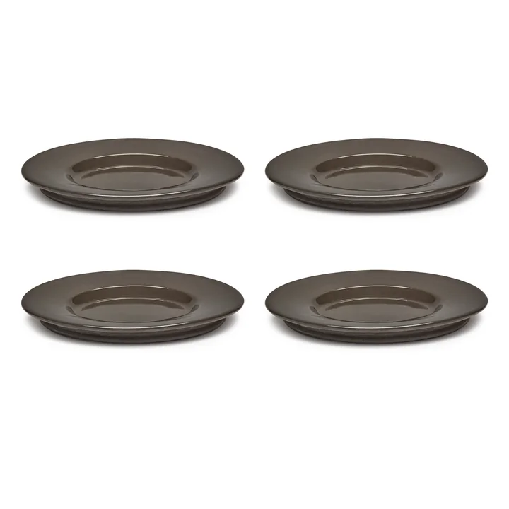 Dune Soucoupe pour tasse à café by Kelly Wearstler, Ø 13,5 cm, Slate / marron (set de 4) de Serax