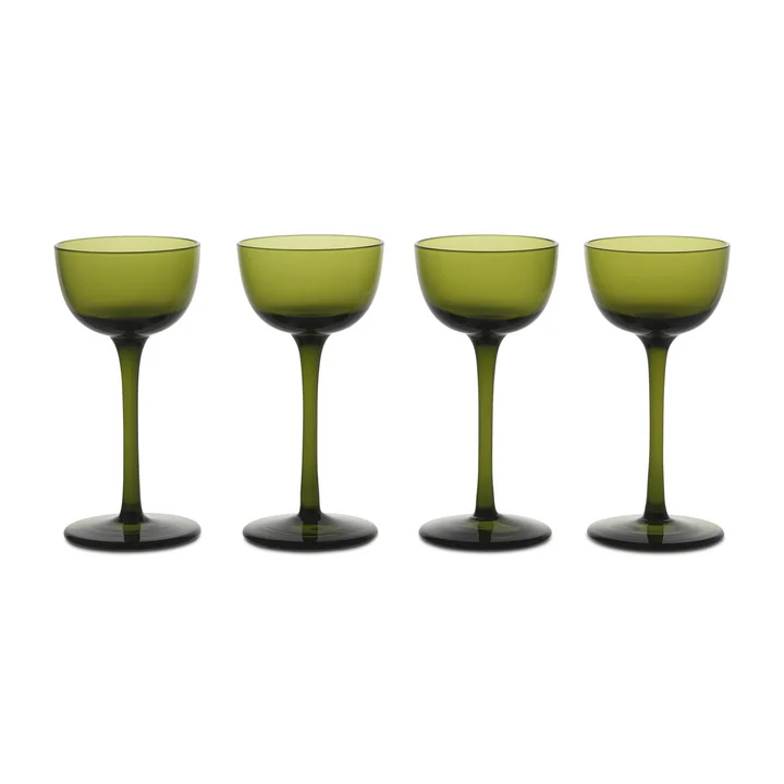 Ferm Living - Host Verre à liqueur, vert mousse (set de 4)