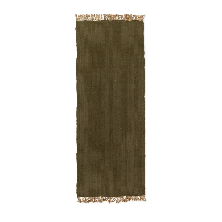 Ferm Living - Block Runner, 80 x 200 cm, olive / nature
