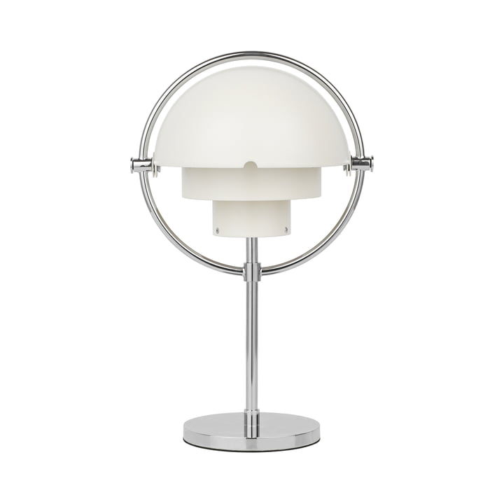 Gubi - Multi-Lite Portable LED accu lampe de table, chrome / blanc semi mat