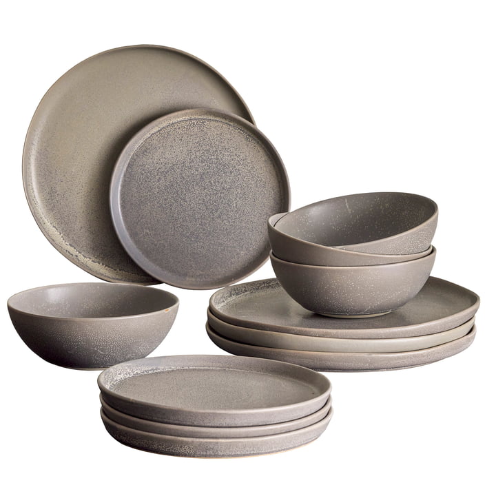 Kendra Set de vaisselle, gris (12 pièces) de Bloomingville