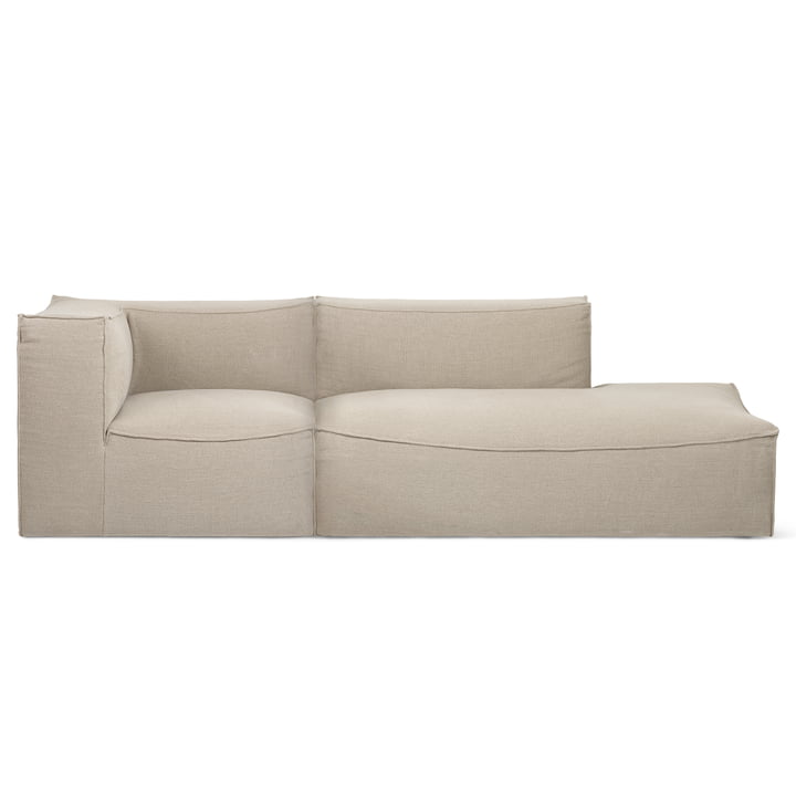 ferm Living - Catena Modular, Canapé 3 places extrémité ouverte droite, naturel (Rich Linen)