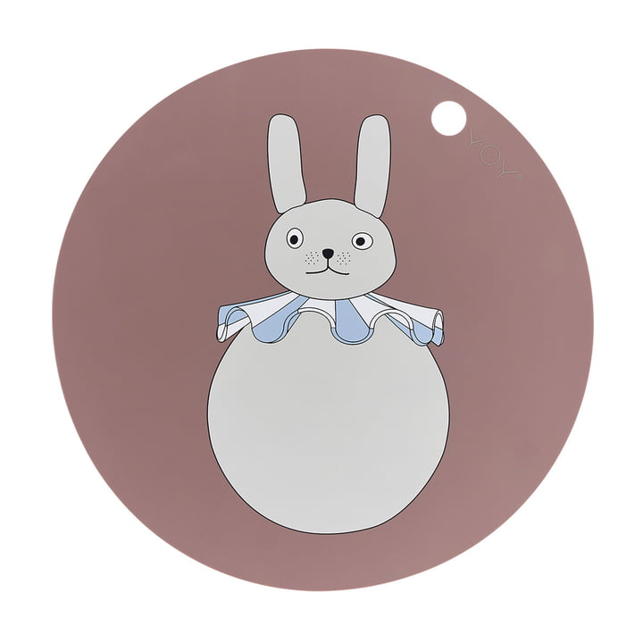 OYOY - Set de table PomPom, lapin, ⌀ 39 cm, clay