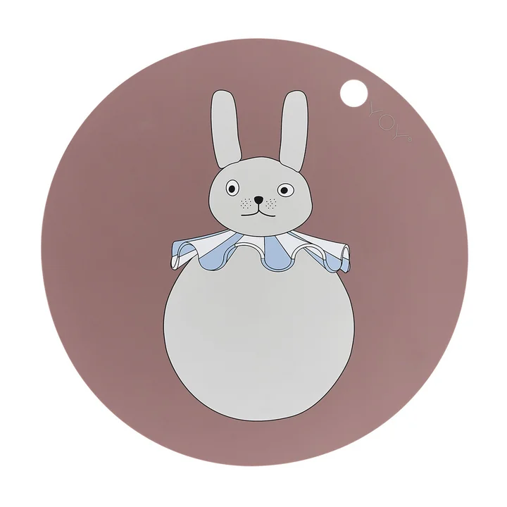 OYOY - Set de table PomPom, lapin, ⌀ 39 cm, clay