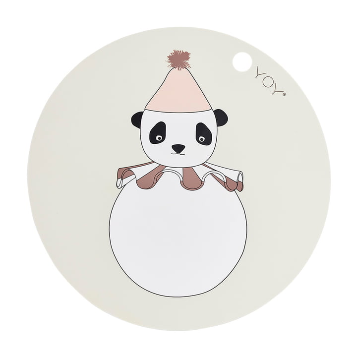 OYOY - Set de table PomPom, Panda, ⌀ 39 cm, blanc cassé