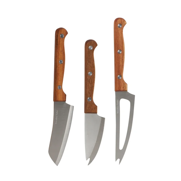 Couteau à fromage, acacia naturel / acier inoxydable (set de 3) de Nicolas Vahé