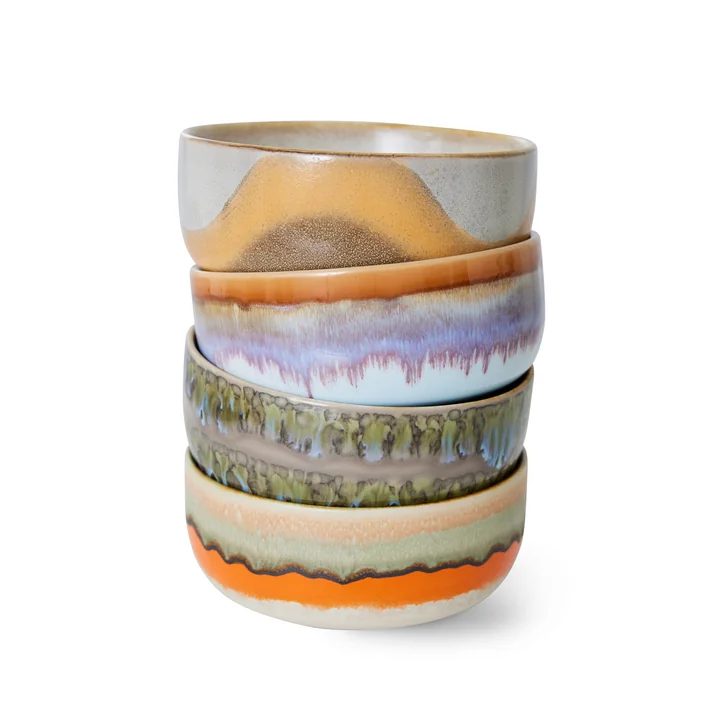 HKliving - 70's Coupelles Dessert (4 pcs.), Ø 12,5 cm, reef