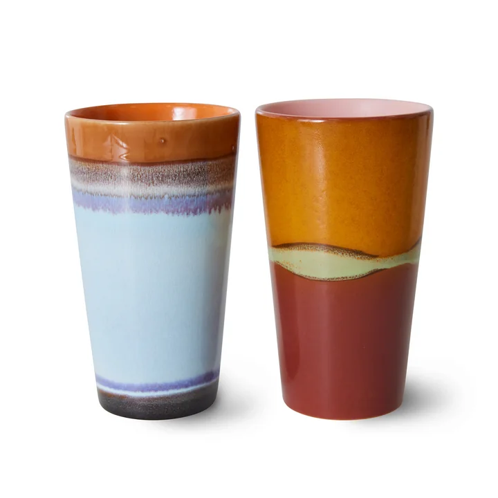 HKliving - 70's Tasse à latte macchiato, 280 ml, clash (lot de 2)