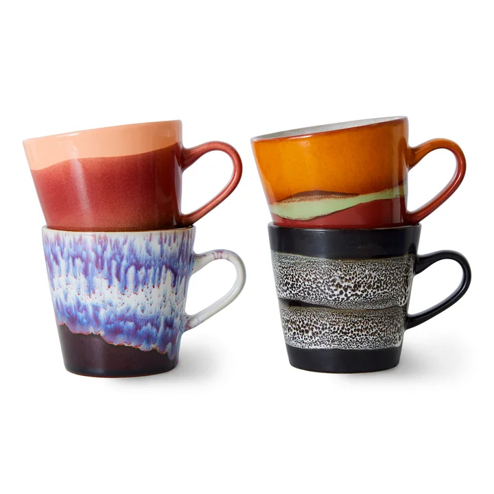 HKliving - 70's Tasses Americano, 260 ml, friction (set de 4)