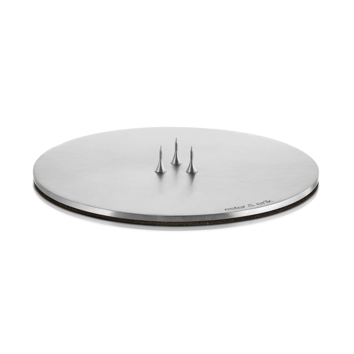 ester & erik - Assiette à bougies, ⌀ 12 cm, argent / mat