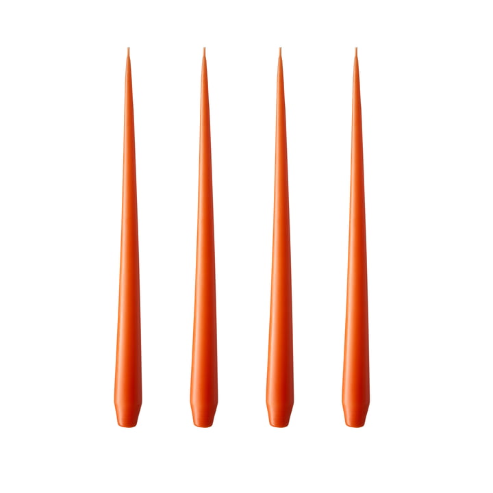 ester & erik - Bougie pointue, 24 cm, No. 16/2, vivid orange / matt (set de 4)