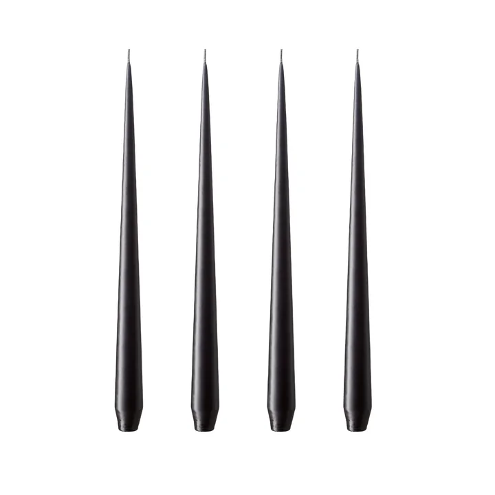 ester & erik - Bougie pointue, 24 cm, No. 75, raw black / matt (set de 4)
