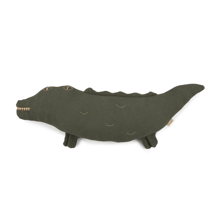 Nobodinoz - Wabi Sabi Coussin, Crocodile, 72 x 22 cm, vétiver