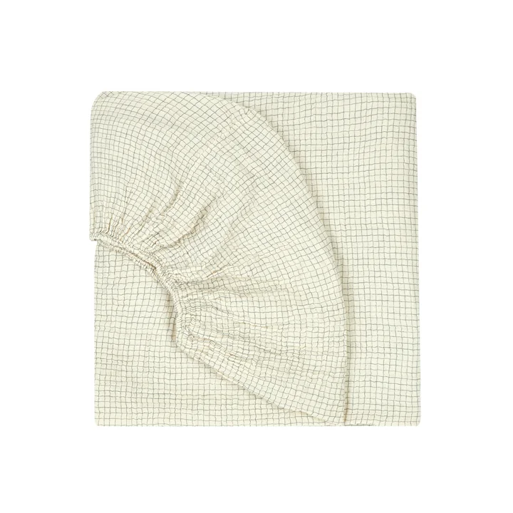 Wabi Sabi Drap housse, 70 x 140 x 15 cm, blue grid de Nobodinoz