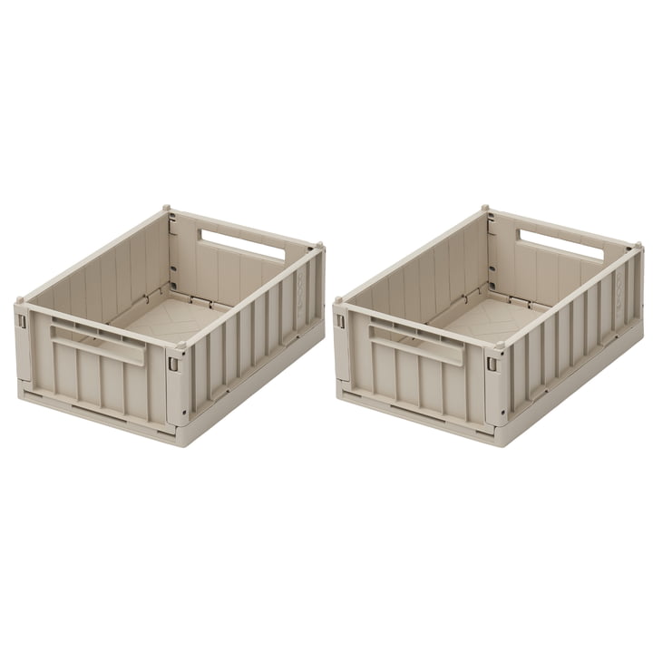 LIEWOOD - Weston Boîte de rangement, 25 x 18 x 9,5 cm, sandy (lot de 2)