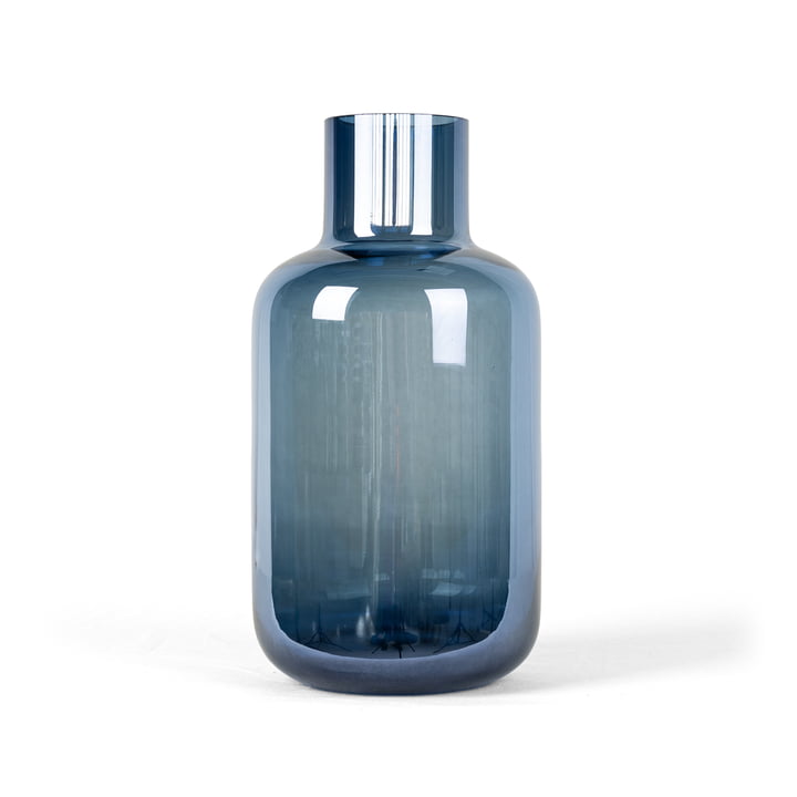 HANA - Lister Vase en verre Ø 13 x H 25 cm, bleu