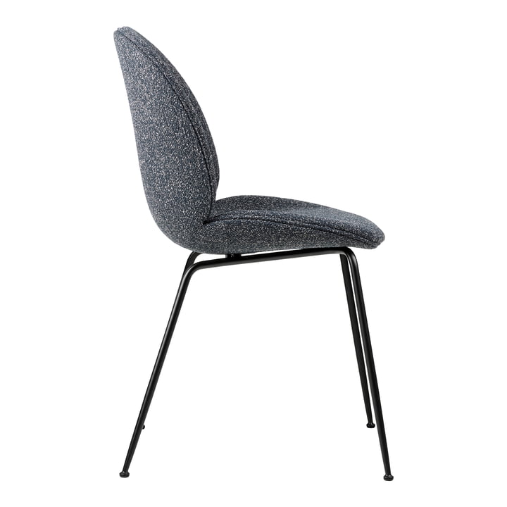 Gubi - Beetle Dining Chair Rembourrage intégral (Conic Base), Noir / Around Bouclé (023)