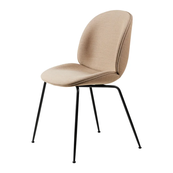 Gubi - Beetle Dining Chair Rembourrage intégral (Conic Base), Noir / Remix 3 (233)