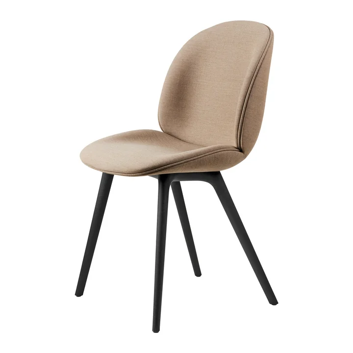 Gubi - Beetle Dining Chair Rembourrage intégral (Plastic Base), Noir / Remix 3 (233)