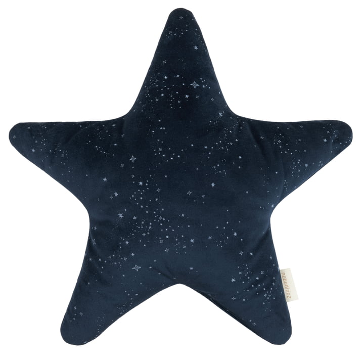 Coussin étoile en velours, 40 x 40 cm, night blue silver milky way de Nobodinoz