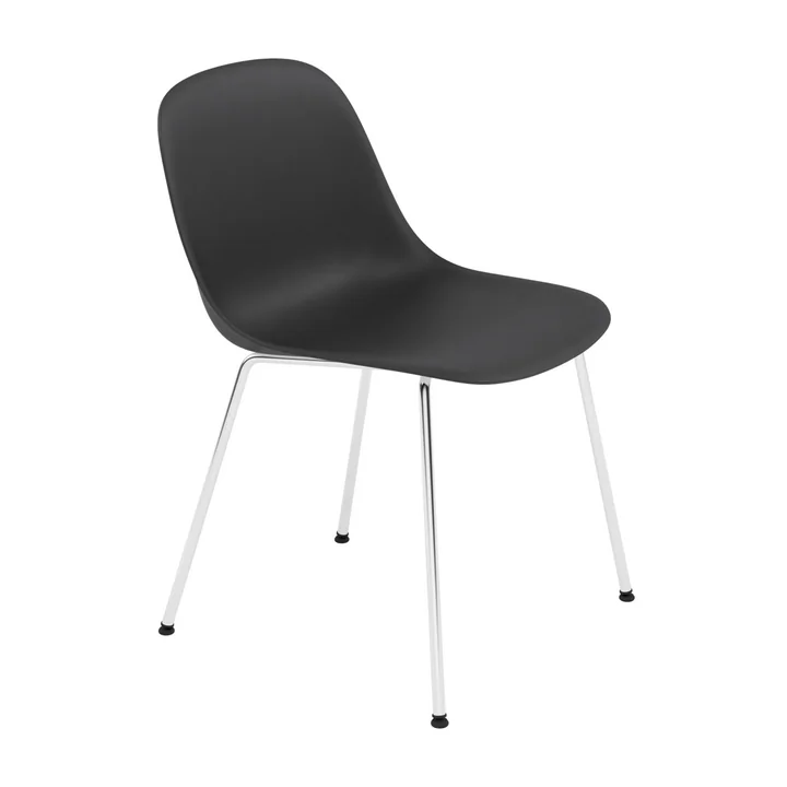 Muuto - Fiber Side Chair Tube Base, chrome / noir recyclé