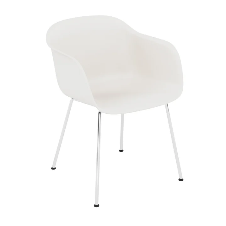 Muuto - Fiber Chair Tube Base, chrome / blanc recyclé