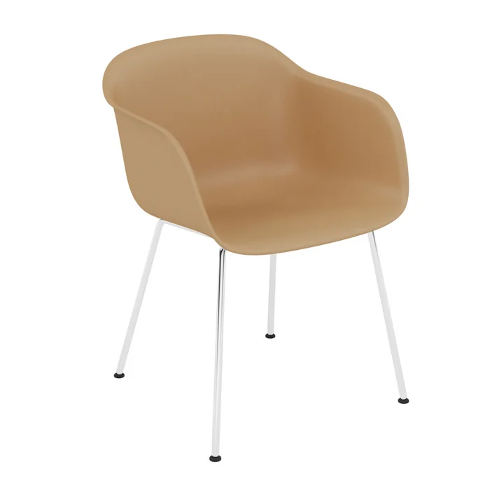 Muuto - Fiber Chair Tube Base, chrome / ocre recyclé