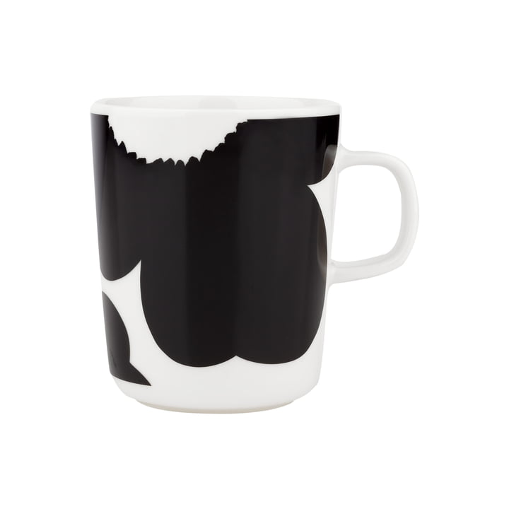 Oiva Iso Unikko Gobelet avec anse, 60th Anniversary, 250 ml, blanc / noir de Marimekko