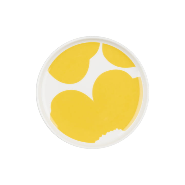 Oiva Iso Unikko Assiette, Ø 13,5 cm, blanc / spring yellow de Marimekko