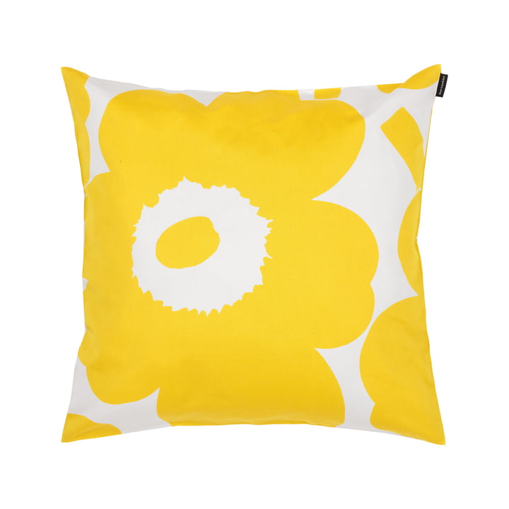 Unikko Taie d'oreiller, 50 x 50 cm, blanc / spring yellow de Marimekko