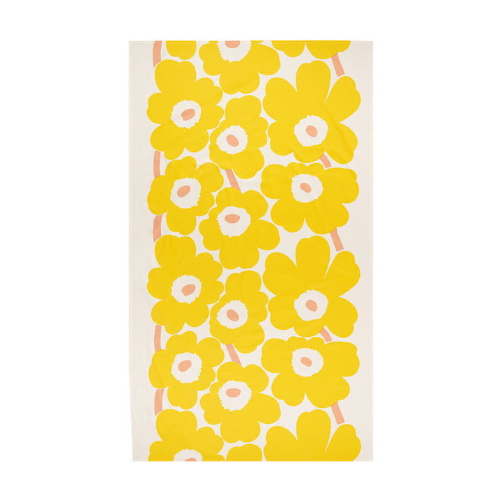 Unikko Nappe 140 x 250 cm, cotton / yellow / pink de Marimekko
