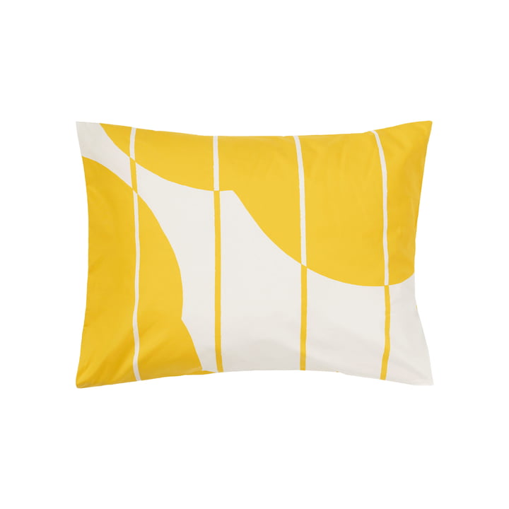 Vesi Unikko Taie d'oreiller, 50 x 60 cm, spring yellow / ecru de Marimekko