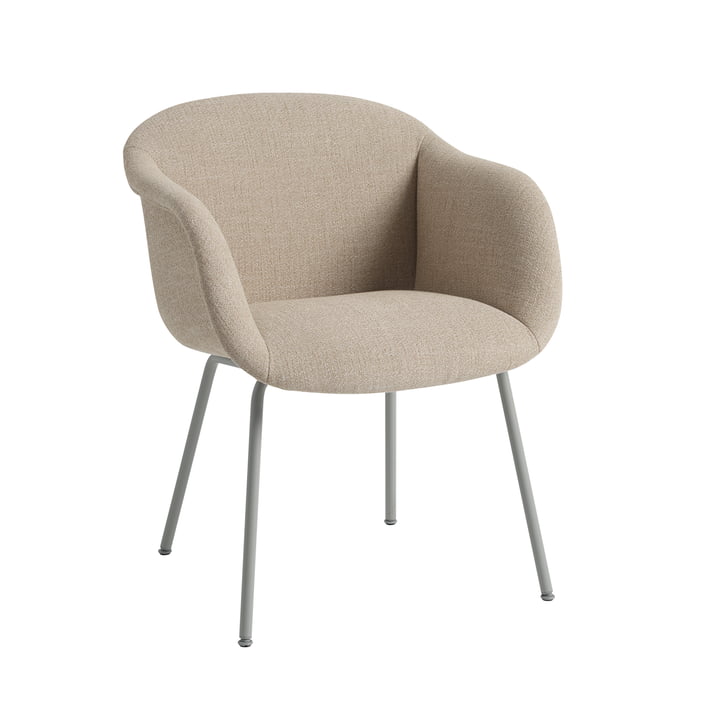 Muuto - Fiber Soft Armchair, gris / beige (tissu Kvadrat Ecriture 240)