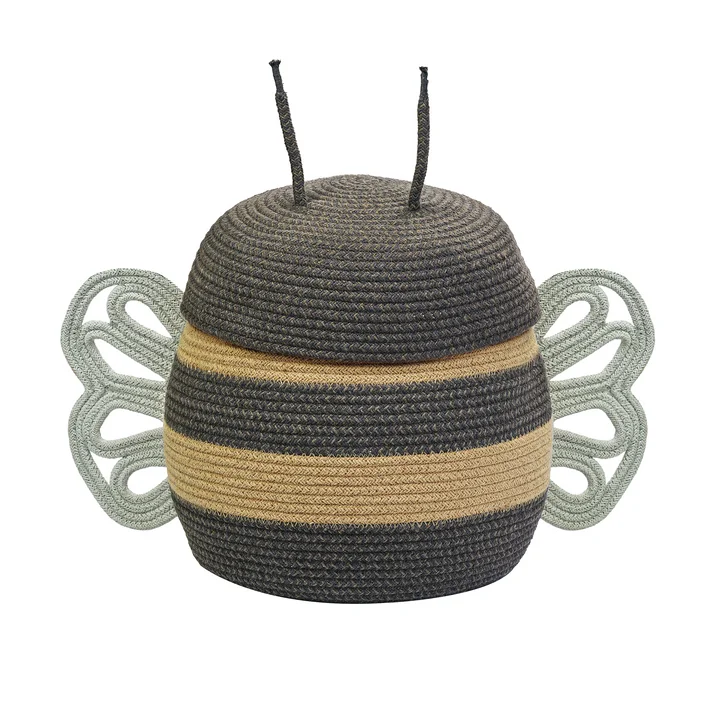 Panier de jeu et de rangement, Mama Bee, miel / gris foncé / bleu clair de Lorena Canals