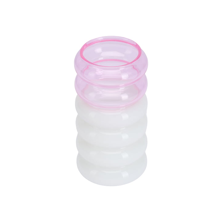 Bubble - 2 en 1 Vase & Bougeoir, H 13,5 cm, rose / blanc laiteux de Design Letters