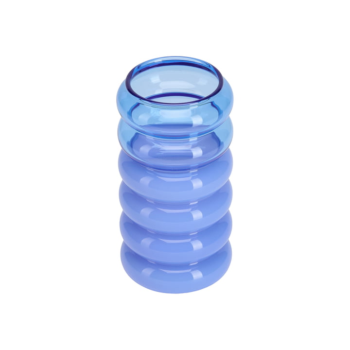 Bubble - 2 en 1 Vase & Bougeoir, H 13,5 cm, blue / milky blue de Design Letters