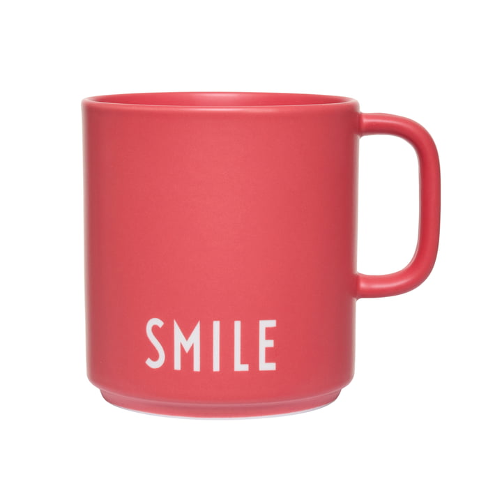 AJ Favourite Tasse en porcelaine avec anse, Smile / faded rose de Design Letters