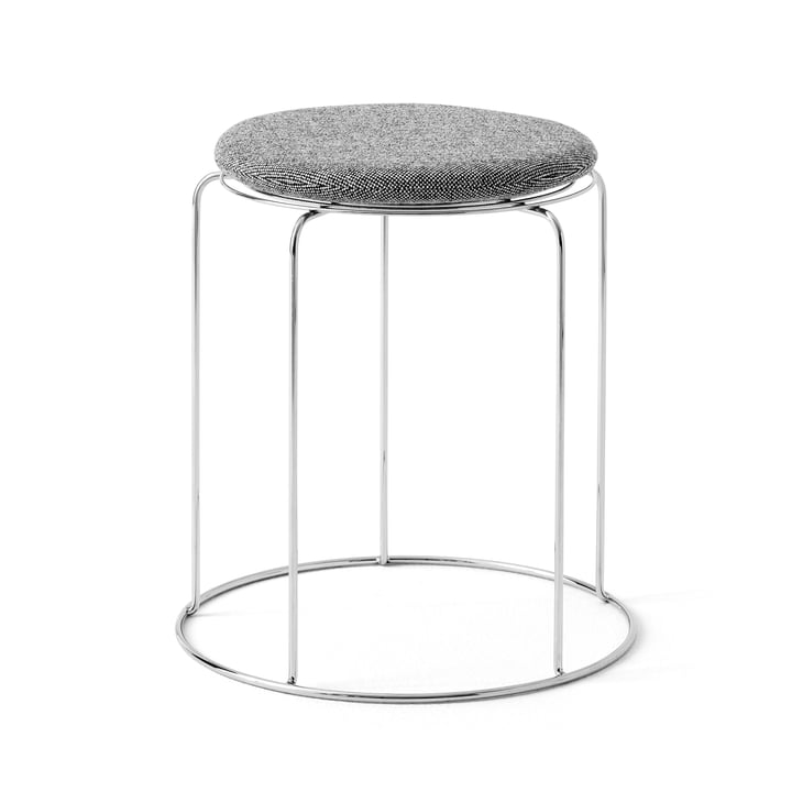 Wire Tabouret avec assise VP11, acier inoxydable / gris (Kvadrat Hallingdal 126) de & Tradition