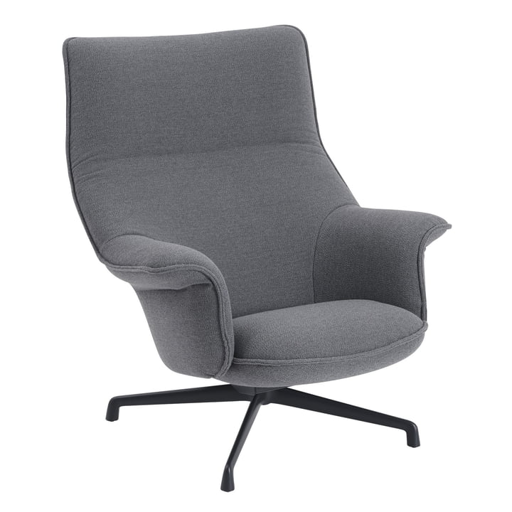 Doze Lounge Chair, châssis pivotant anthracite-noir / revêtement gris (Ocean 80) de Muuto