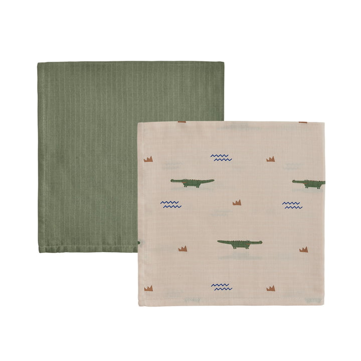 Crocodile Mousseline, beige / olive (set de 2) de OYOY Mini