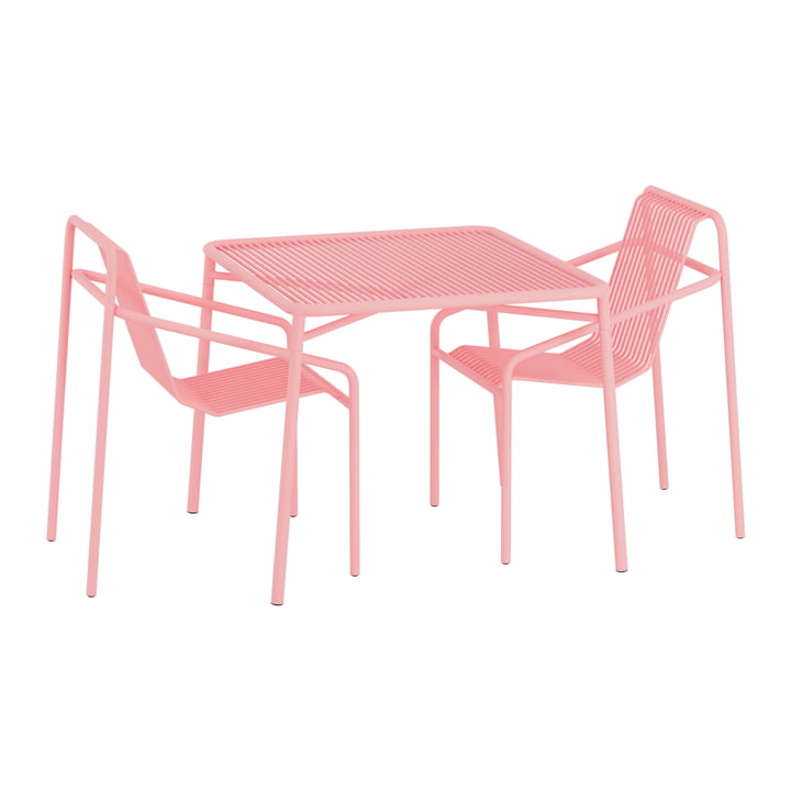 Ivy Ensemble de jardin (table de jardin 90 x 90 cm & 2 x chaises de jardin), rose pâle de OUT Objekte unserer Tage