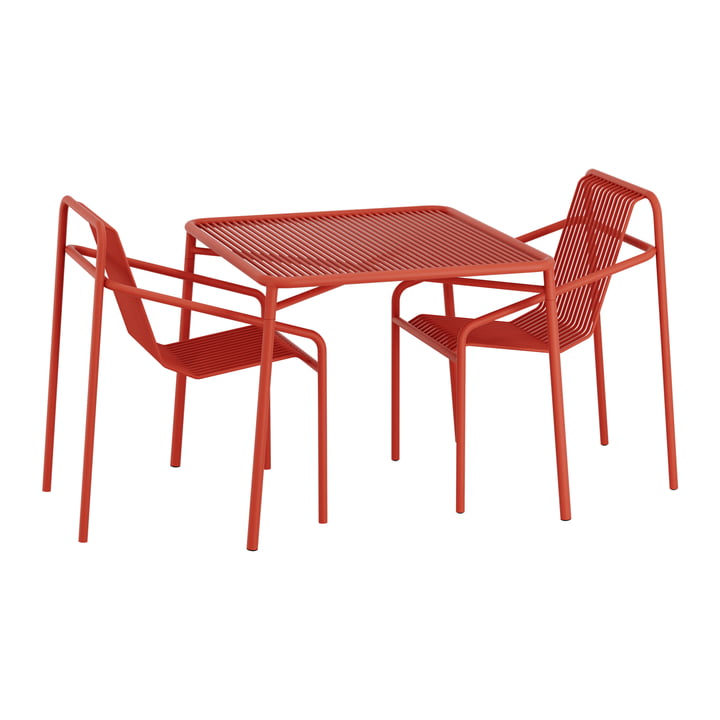 Ivy Ensemble de jardin (table de jardin 90 x 90 cm & 2 x chaises de jardin), siennarot de OUT Objekte unserer Tage