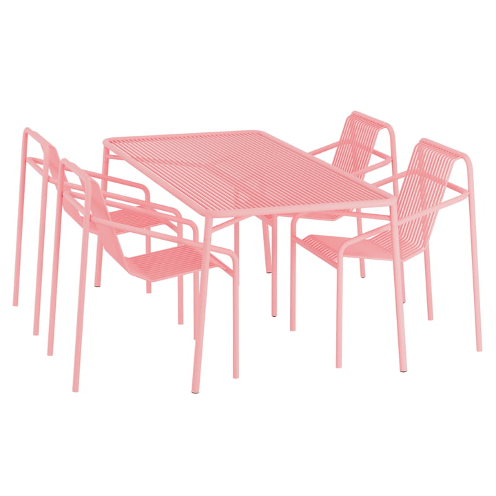 Ivy Ensemble de jardin (table de jardin 170 x 90 cm & 4 x chaises de jardin), rose pâle de OUT Objekte unserer Tage