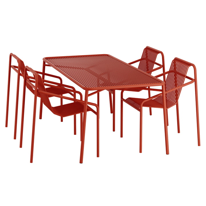 Ivy Ensemble de jardin (table de jardin 170 x 90 cm & 4 x chaises de jardin), siennarot de OUT Objekte unserer Tage