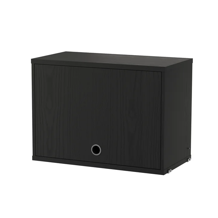 String - élément d'armoire avec porte rabattable, 58 x 30 cm, frêne teinté noir